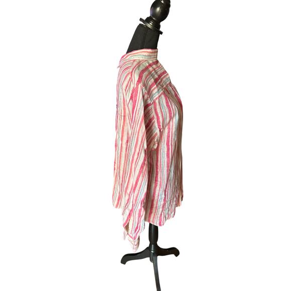 Tommy Bahama Men’s Pink Watercolor Stripe Linen Long Sleeve Button Up | Size M - Picture 4 of 8